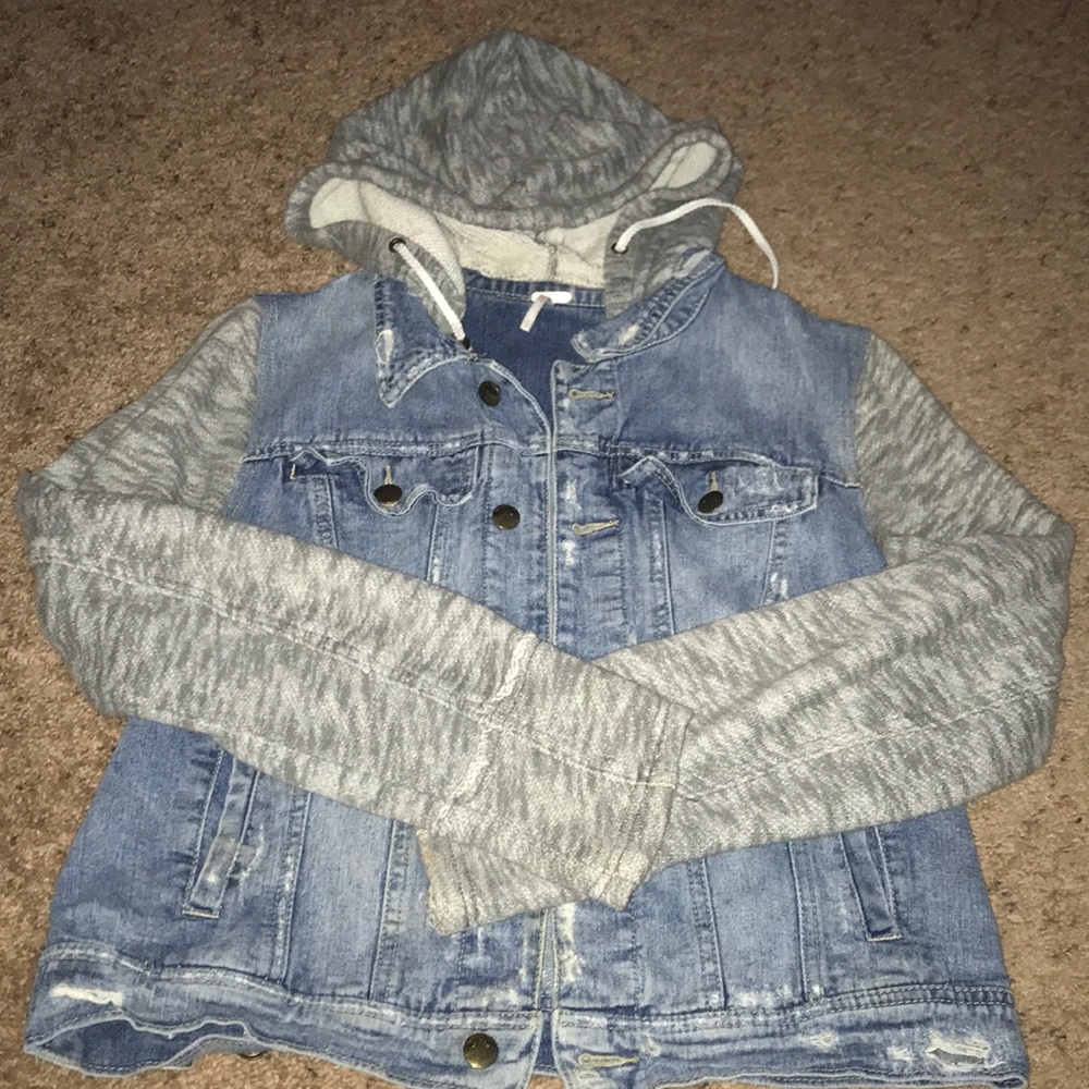 Free people jean jacket hoodie